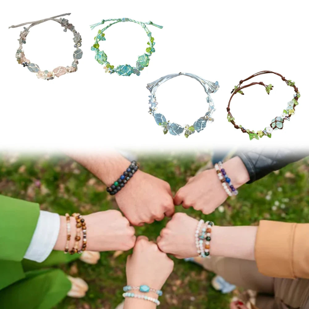 DIY Crystal Bracelet Material Pack Aesthetic Natural Stone Bracelet Exquisite Colorful Gravel Bead Bracelet for Crystal Lovers
