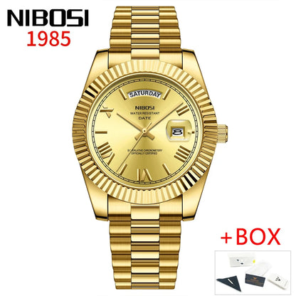 Luxury Red Gold Quartz Watch for Men - Nibosi
