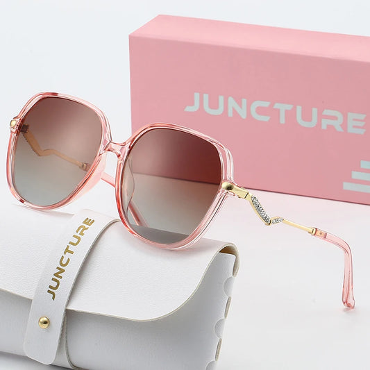 Juncture polarizado feminino óculos de sol nova moda redonda óculos de sol senhora gradiente festa presentes do feriado óculos de sol para mulher
