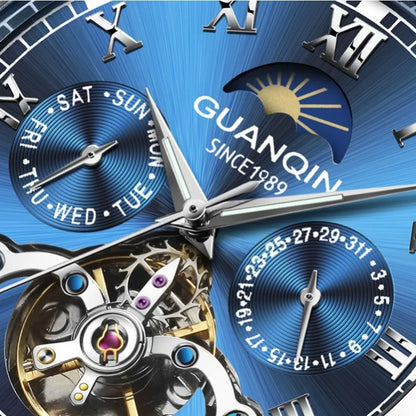 Guanqin relógios masculinos de luxo relógio mecânico automático turbilhão luminoso mineral 30m à prova dwaterproof água negócios lazer relógio de pulso
