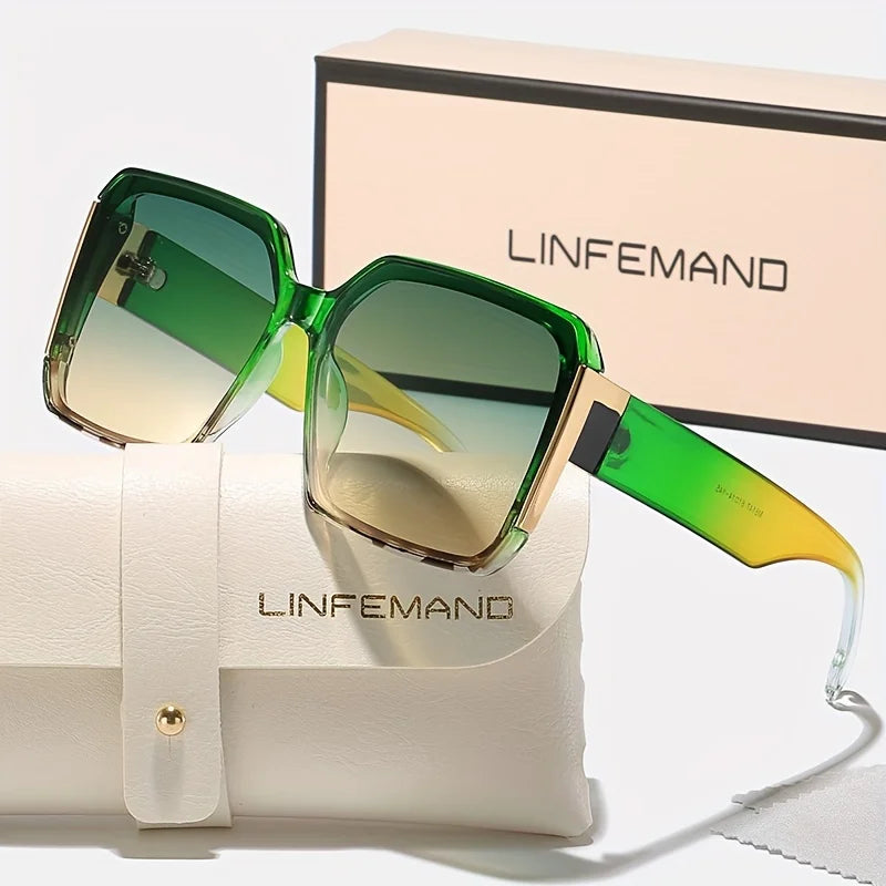 LINFEMAND Oversized UV400 Sunglasses for Women