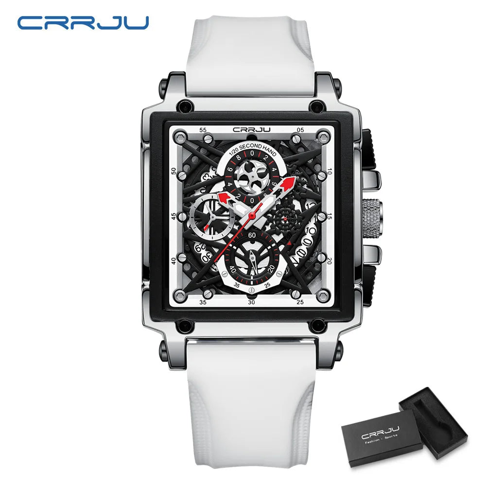 CRRJU Men's Chronograph Sports Watch - Silicone Strap