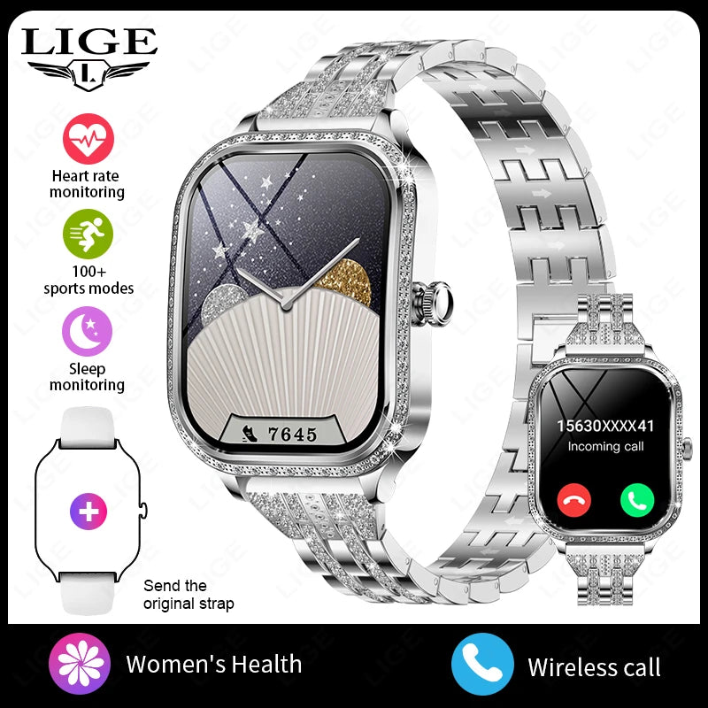 LIGE Women's Waterproof Bluetooth Smartwatch