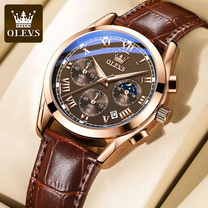 OLEVS 2871 Man Watch Chronograph Waterproof Moon Phase Multifunction Men's Wristwatch Luxury Quartz Watch Men