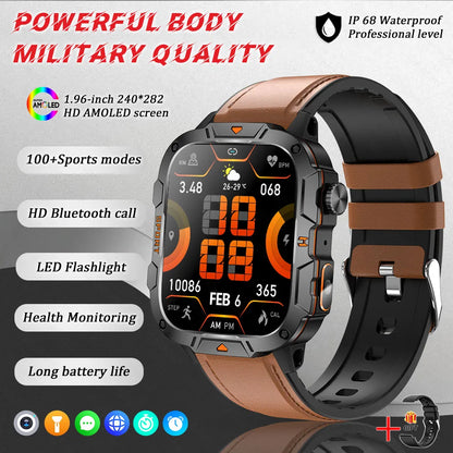 Military Grade Smartwatch 2025 - 1.96" AMOLED Waterproof