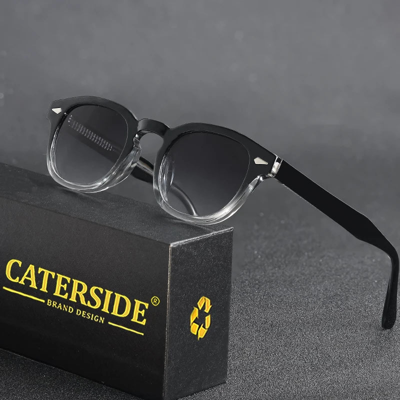 CATERSIDE Retro Round Men Sunglasses Punk Propionic Acid Pin Temple Luxury Sun Glasses Women Sports Leisure Party Eyewear UV400