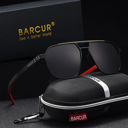 BARCUR Original Brand Designer Sunglasses for Men Polarized Fashion Square Sun Glasses Shades UV400 Eyewear Oculos Gafas De Sol