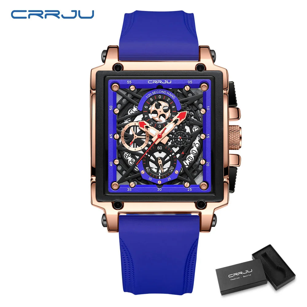 CRRJU Men's Chronograph Sports Watch - Silicone Strap