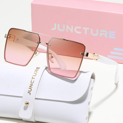Juncture moda duplo feixe óculos de sol feminino piloto óculos de sol grande quadro gradiente senhora festa presentes do feriado óculos de sol para mulher