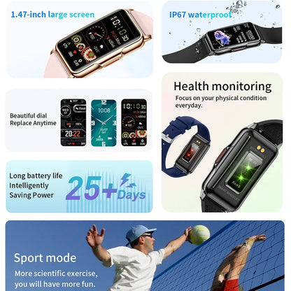 Xiaomi 2025 novos esportes relógio inteligente 1.47 polegadas toque completo gps rastreador de fitness ip67 à prova dip67 água smartwatch para android ios telefone