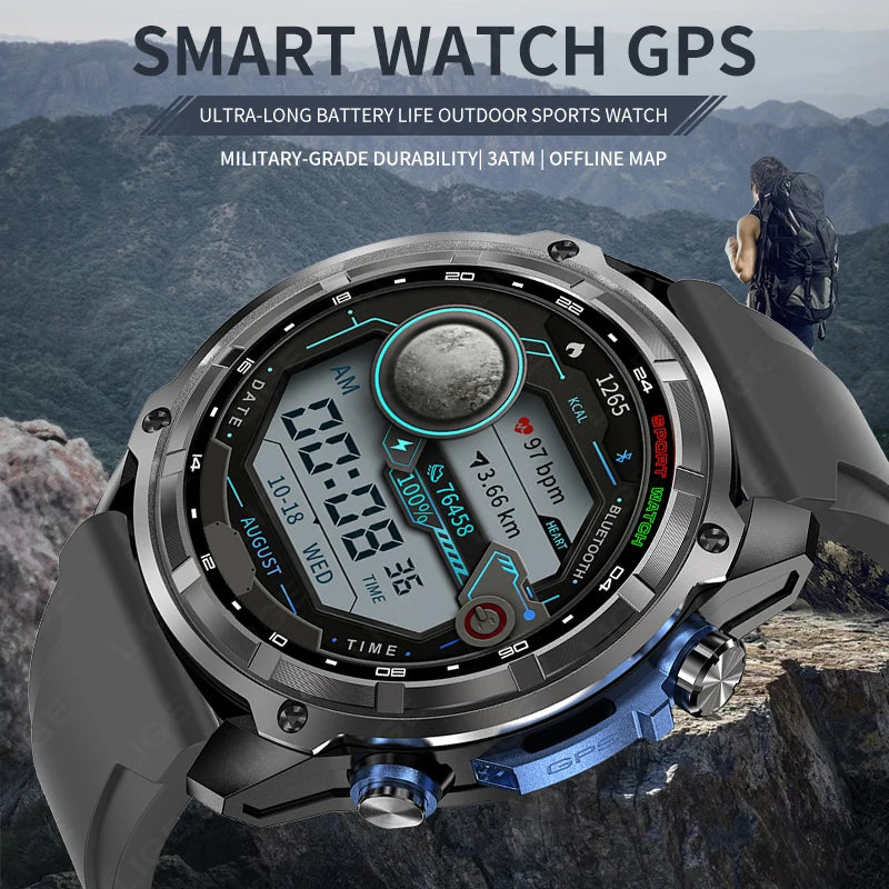 Lige gps relógio inteligente masculino 1.43 polegada amoled nadar seis eixos sensor 3atm à prova dwaterproof água 860mah esporte 4gb de memória gps mapa offline smartwatch