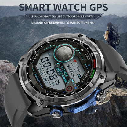 Lige gps relógio inteligente masculino 1.43 polegada amoled nadar seis eixos sensor 3atm à prova dwaterproof água 860mah esporte 4gb de memória gps mapa offline smartwatch