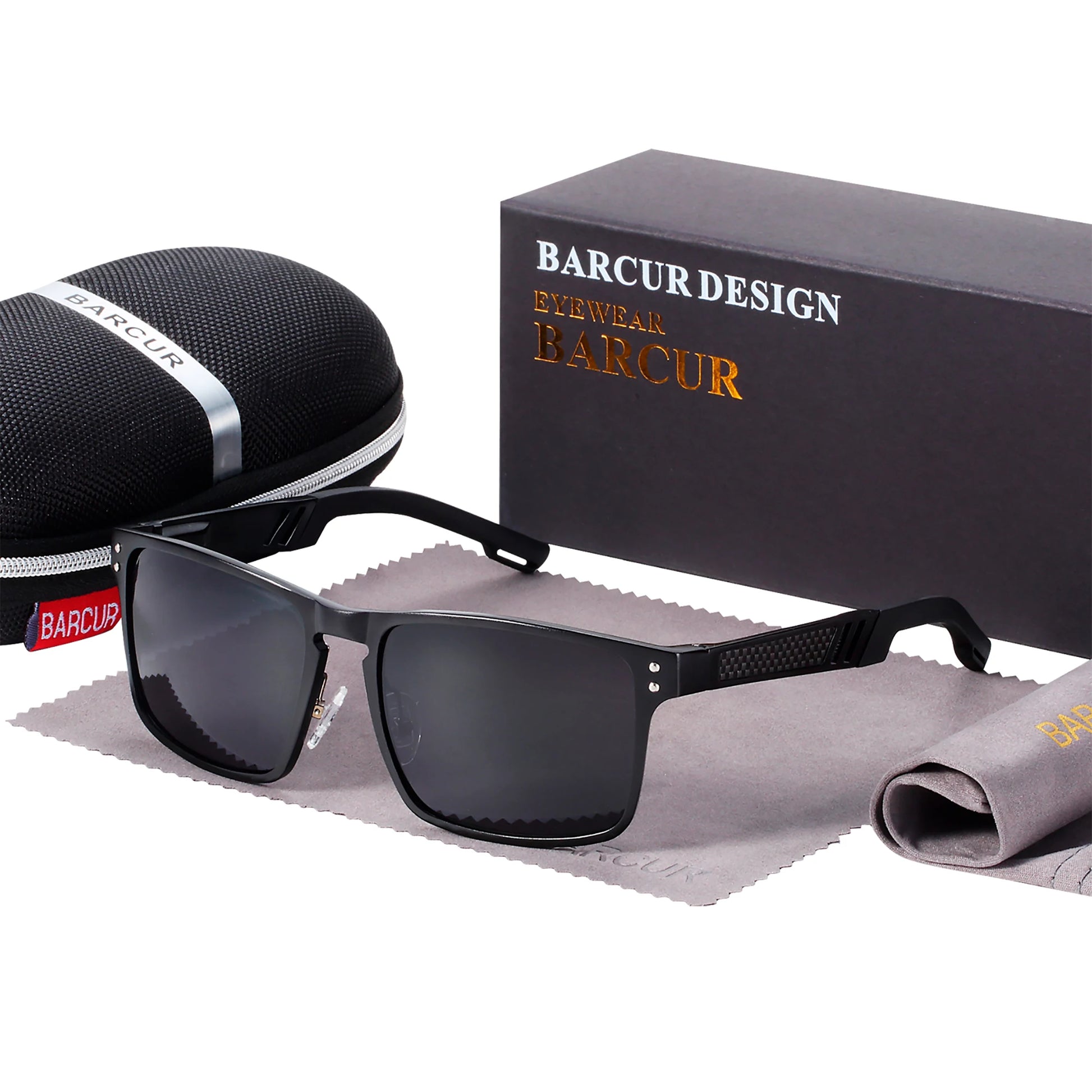 BARCUR Aluminium Magnesium Sunglasses Square Men Sunglasses Polarized Male Sun glasses Women  Sport Eyewear Oculos de sol