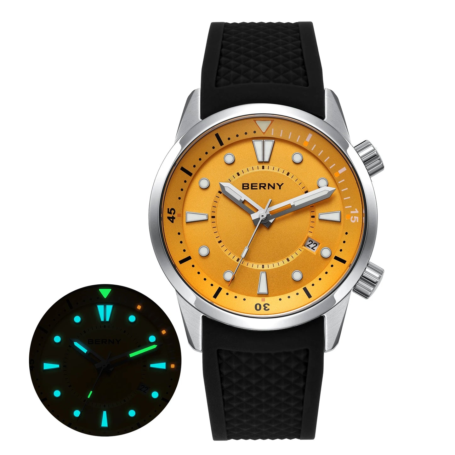 BERNY 20ATM Automatic Diver's Watch with Sapphire Crystal