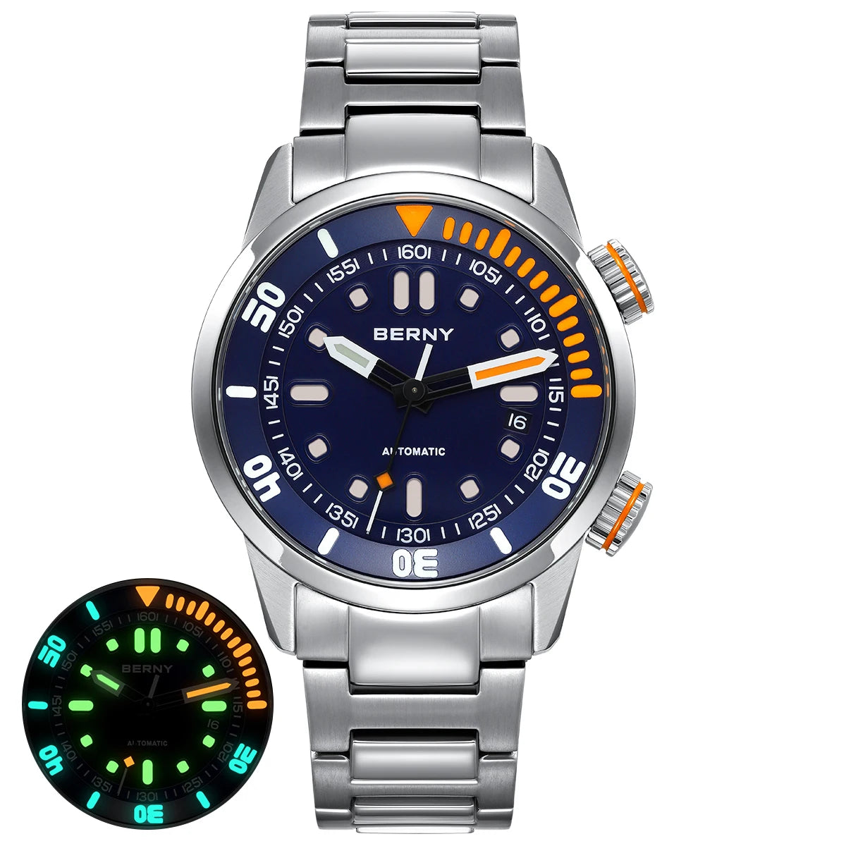 BERNY 20Bar Diver Men's Automatic Watch with Sapphire