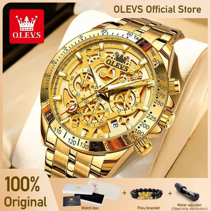 Olevs 9913 relógios masculinos originais relógios de quartzo para homens à prova dwaterproof água luminosa cronógrafo data 24 horas relógios de luxo