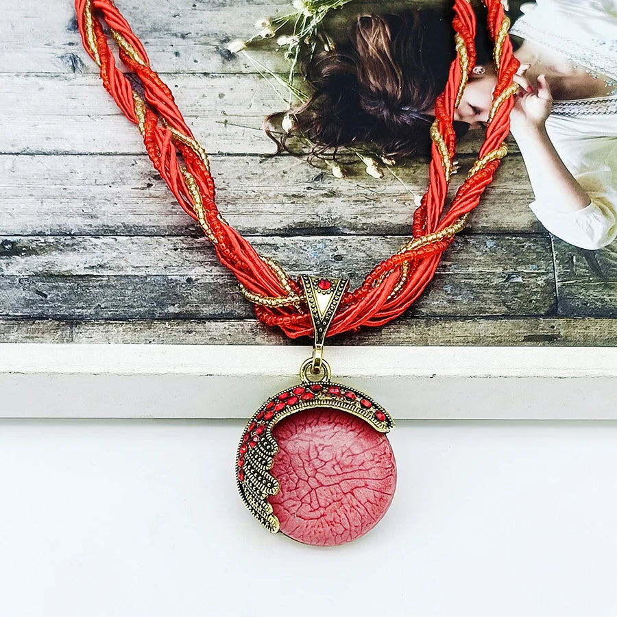 Bohemian Multilayer Crystal Pendant Necklace