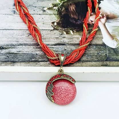 Bohemian Multilayer Crystal Pendant Necklace