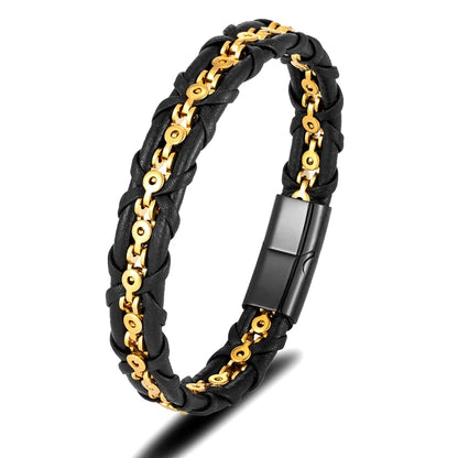 MKENDN Men's Punk Rock Leather Bracelet