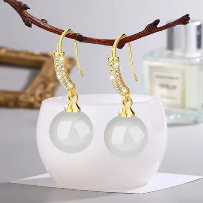 Luxurious Green Jade Pearl Earrings in 18k Gold & Silver