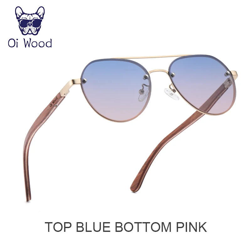Oi Wood Men Polarized Sunglasses Driving Sun Glasses Women Brand Designer Male Vintage Pilot Sunglasses Outdoor UV400 GR