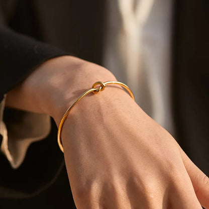 Elegant Twisted Copper Knot Cuff Bracelet for Women