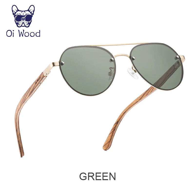 Oi Wood Men Polarized Sunglasses Driving Sun Glasses Women Brand Designer Male Vintage Pilot Sunglasses Outdoor UV400 GR