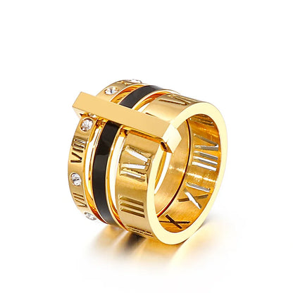 Luxurious Roman Numerals Triple Layer Ring for Women