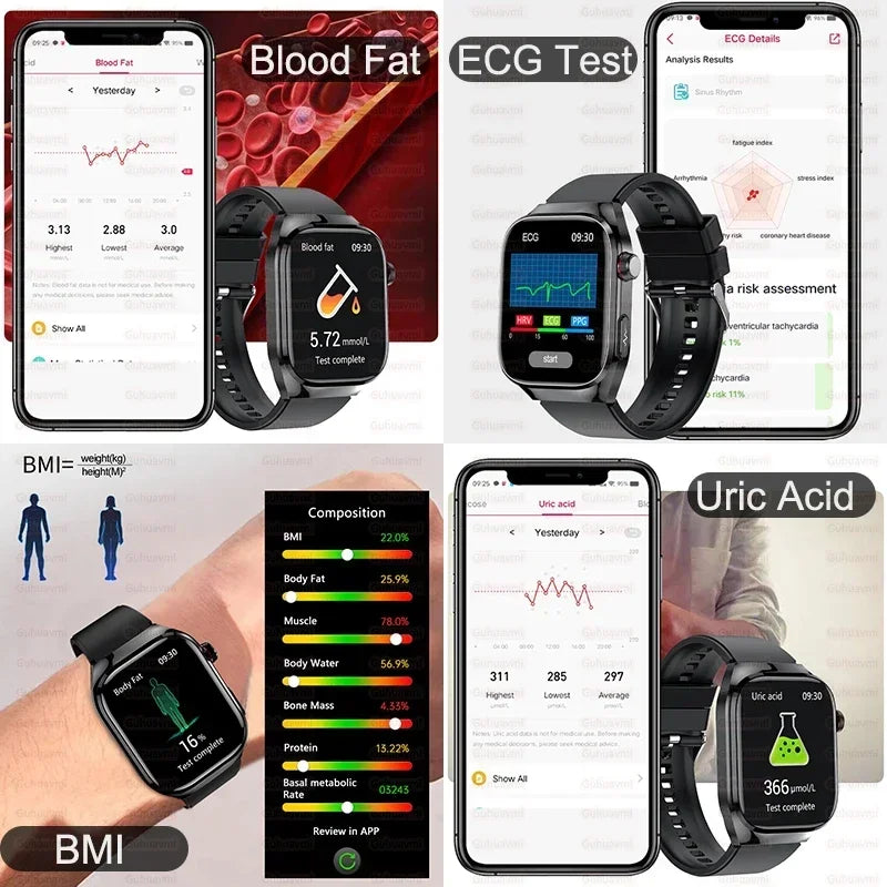 Xiaomi nova pressão arterial ácido úrico gordura corporal smartwatch micro exame físico órgão relógios bluetooth chamada relógio inteligente