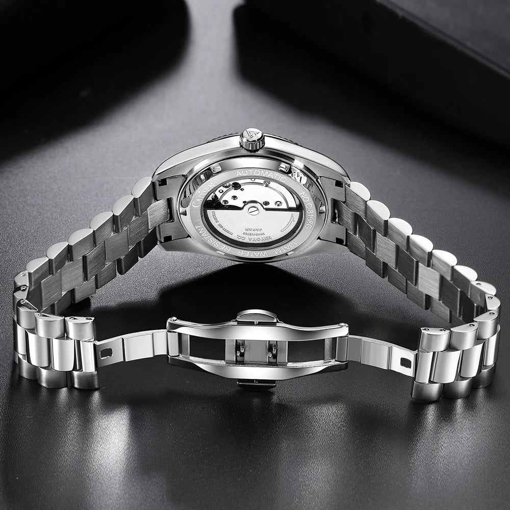 NEW 2025 CADISEN 40MM Palm Leaf Dial Mechanical Wristwatch Luxury Automatic Watch Men MIYOTA 8215 Clock Olive Green Watch