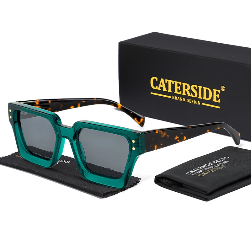 CATERSIDE Vintage Men's Polarized Sunglasses Acetate Frame High-Quality Sun glasses Brand Design Women's Party Driving Glasses