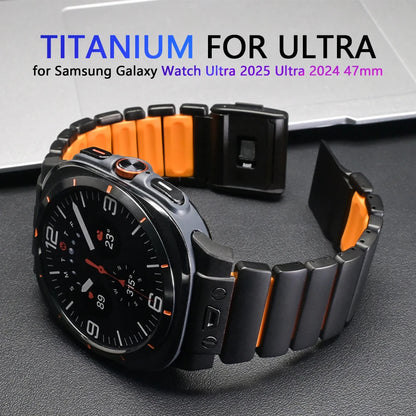 Pulseira de titânio de luxo para samsung galaxy watch ultra 2025 ultra2 pulseira de borracha para galaxy watch ultra 47mm 2024 pulseira