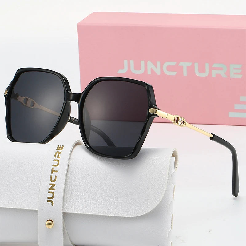 Juncture polarizado feminino óculos de sol moda quadrado óculos de sol gradiente senhora óculos festa presentes do feriado óculos de sol para mulher