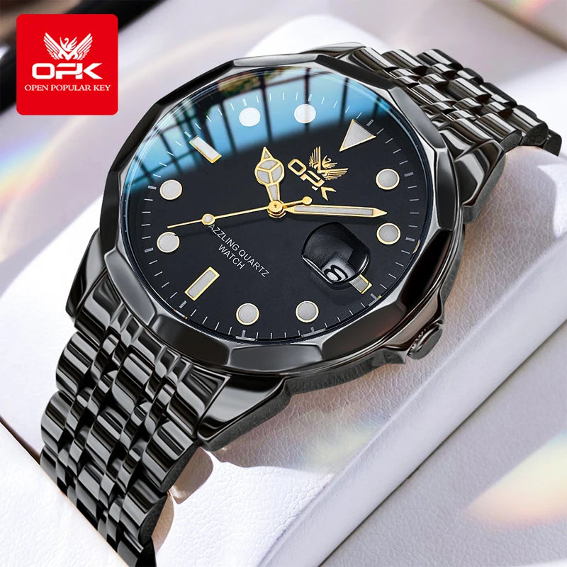 OPK Gold Stainless Steel Waterproof Men's Watch