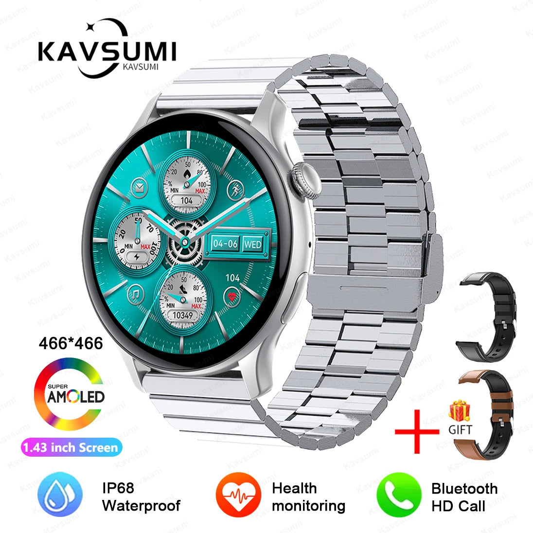 2025 NFC Smart Watch Amoled HD GPS Track Sports Heart Rate Bluetooth Call Waterproof Ladies Women Smartwatch For Huawei Xiaomi