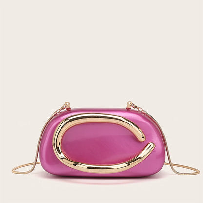 Elegant Acrylic Clutch with Metal Handle