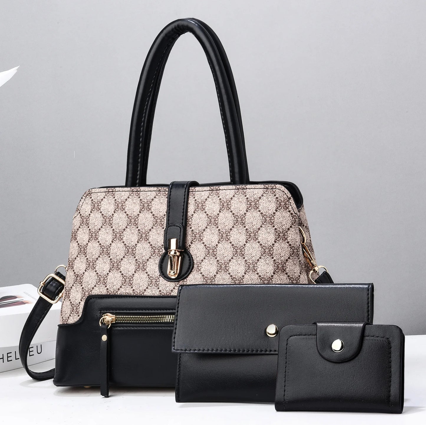 3 pçs/set moda tendência feminina bolsa tote bolsa de embreagem feminina com chique pequena carteira feminina viajando compras totes sacos conjunto