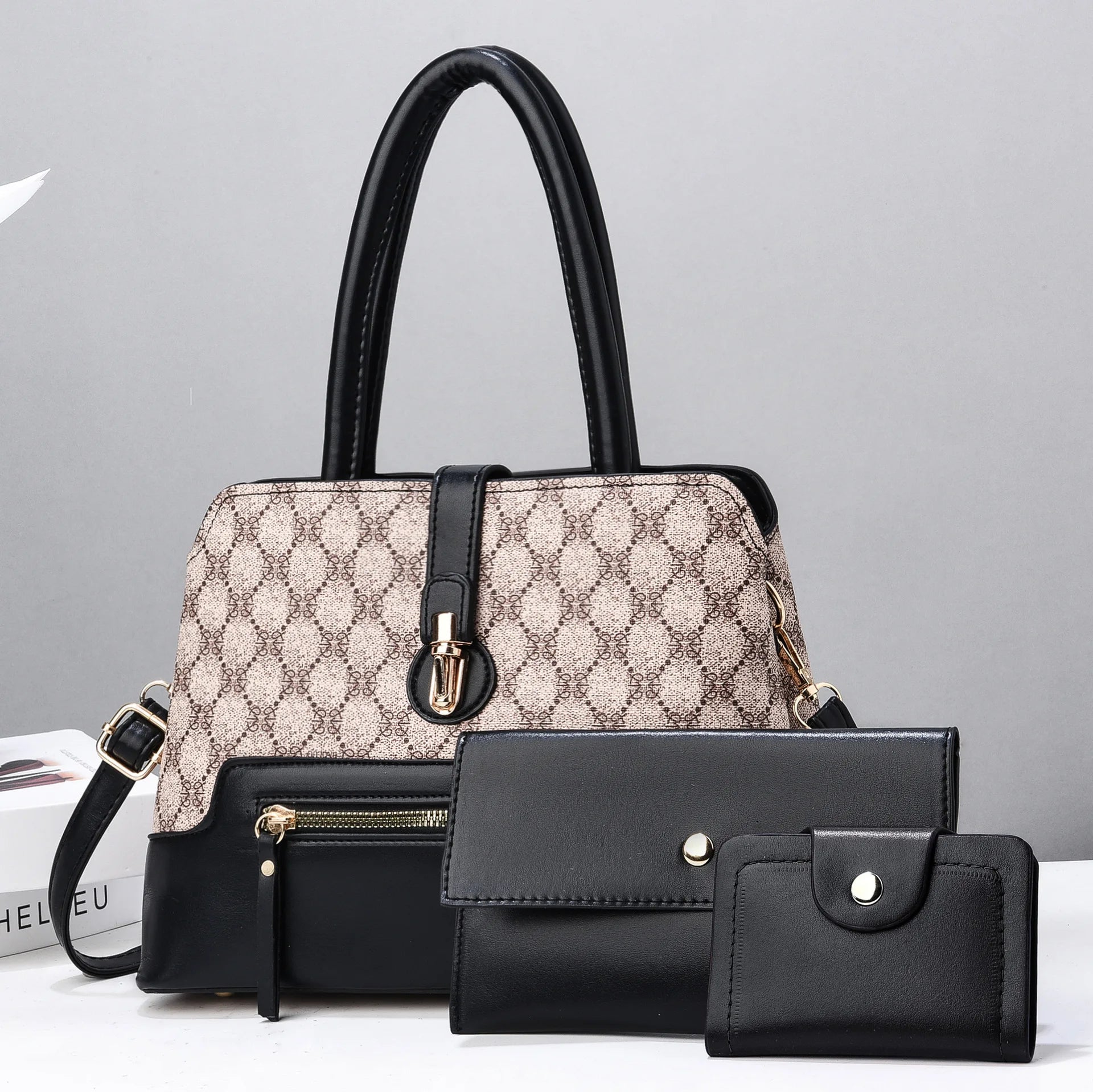 3 pçs/set moda tendência feminina bolsa tote bolsa de embreagem feminina com chique pequena carteira feminina viajando compras totes sacos conjunto