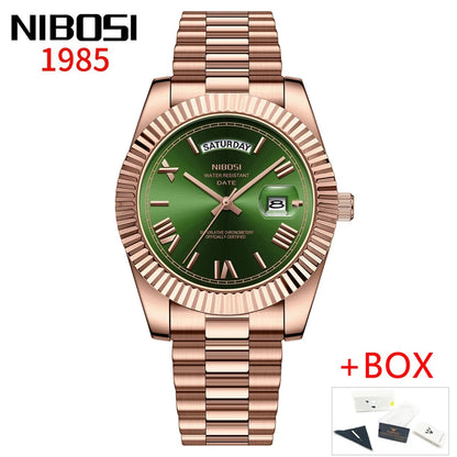 Luxury Red Gold Quartz Watch for Men - Nibosi
