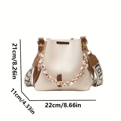Nova moda feminina bolsa de ombro grande capacidade fita corrente balde saco crossbody saco deslocamento diário