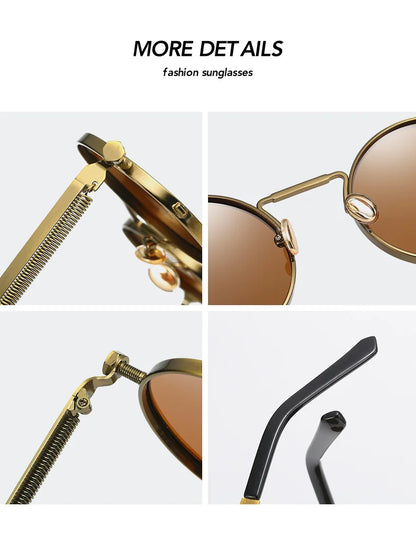 Óculos de sol polarizados condução proteção uv400 esportes unisex príncipe espelho redondo óculos de sol armação de metal masculino t1004