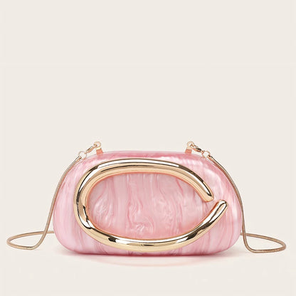 Elegant Acrylic Clutch with Metal Handle