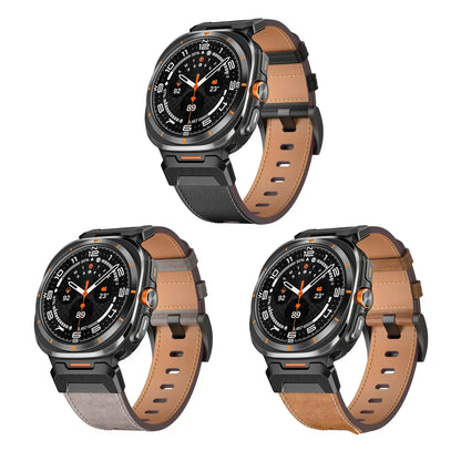 Pulseira de couro para samsung galaxy watch ultra 2025 2024 pulseira de couro de cavalo para samsung galaxy ultra 47mm pulseira