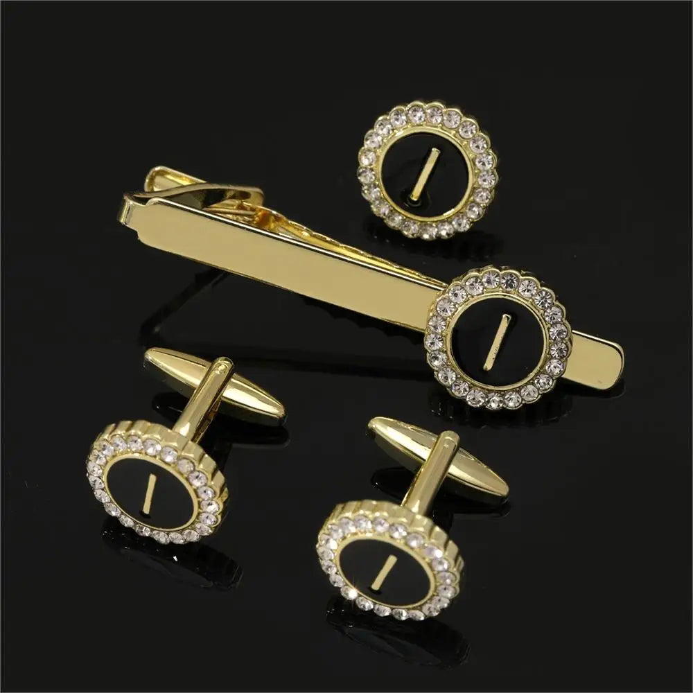 Elegant Initial Cufflinks & Tie Clip Set - Men's Jewelry