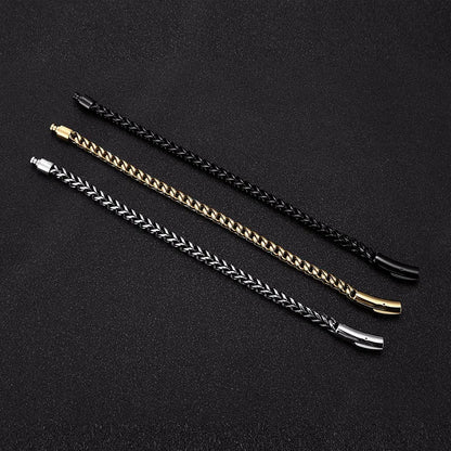 MKENDN Locomotiva Homens Punk Rock Pulseira de corrente de bicicleta 18k banhado a ouro botão magnético de aço inoxidável joias masculinas presentes