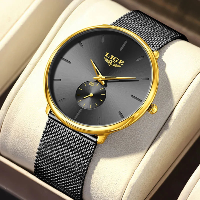 LIGE Ultra Slim Mesh Quartz Watch for Women - Elegant & Waterproof