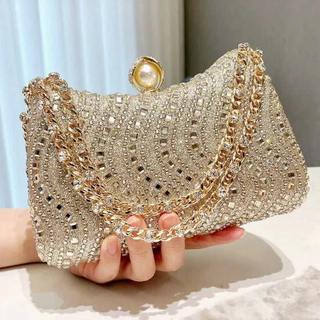 Fino strass diamante incrustação jantar saco de noite retro luxo ouro prata azul pequena embreagem para festa casamento feminino bolsa ombro