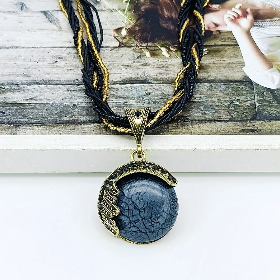 Bohemian Multilayer Crystal Pendant Necklace