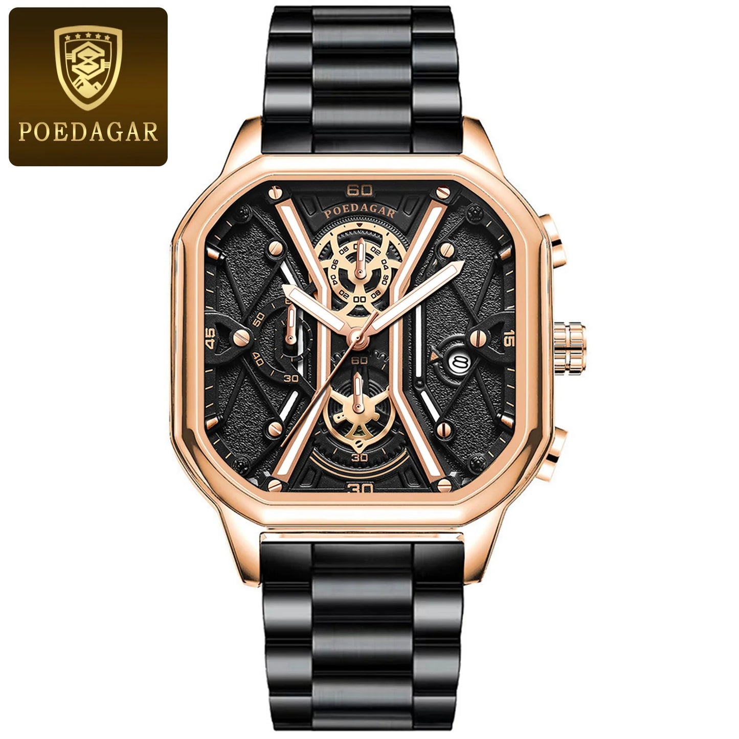 POEDAGAR Luxury Luminous Chronograph Men's Watch