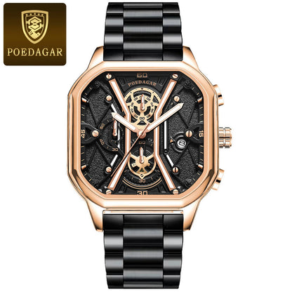 POEDAGAR Luxury Luminous Chronograph Men's Watch